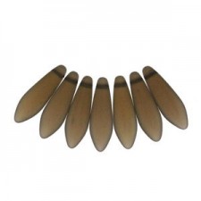 Czech Glass Daggers beads 5x16mm Smoke topaz matted